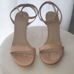 Tory Burch Patent Leather Nude Stappy Heels